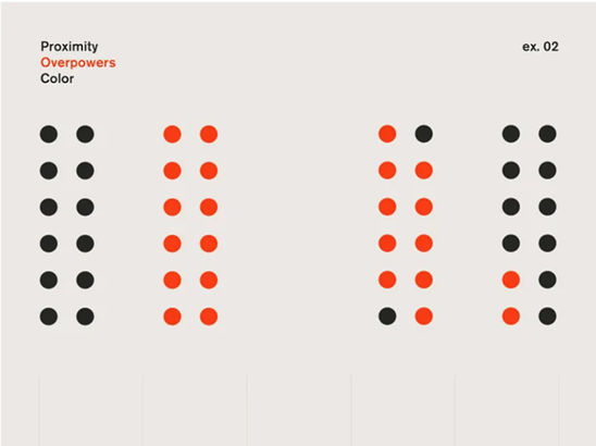 Picture of dots showing how proximity law and color work.
